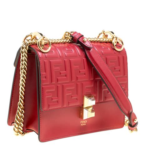 fendi kan i bag red|Fendi hobo shoulder bag.